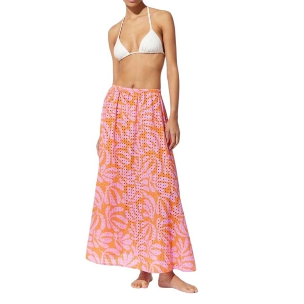 Solid & Striped Brie Eyelet Skirt Dress in Carnation Pink Clementine